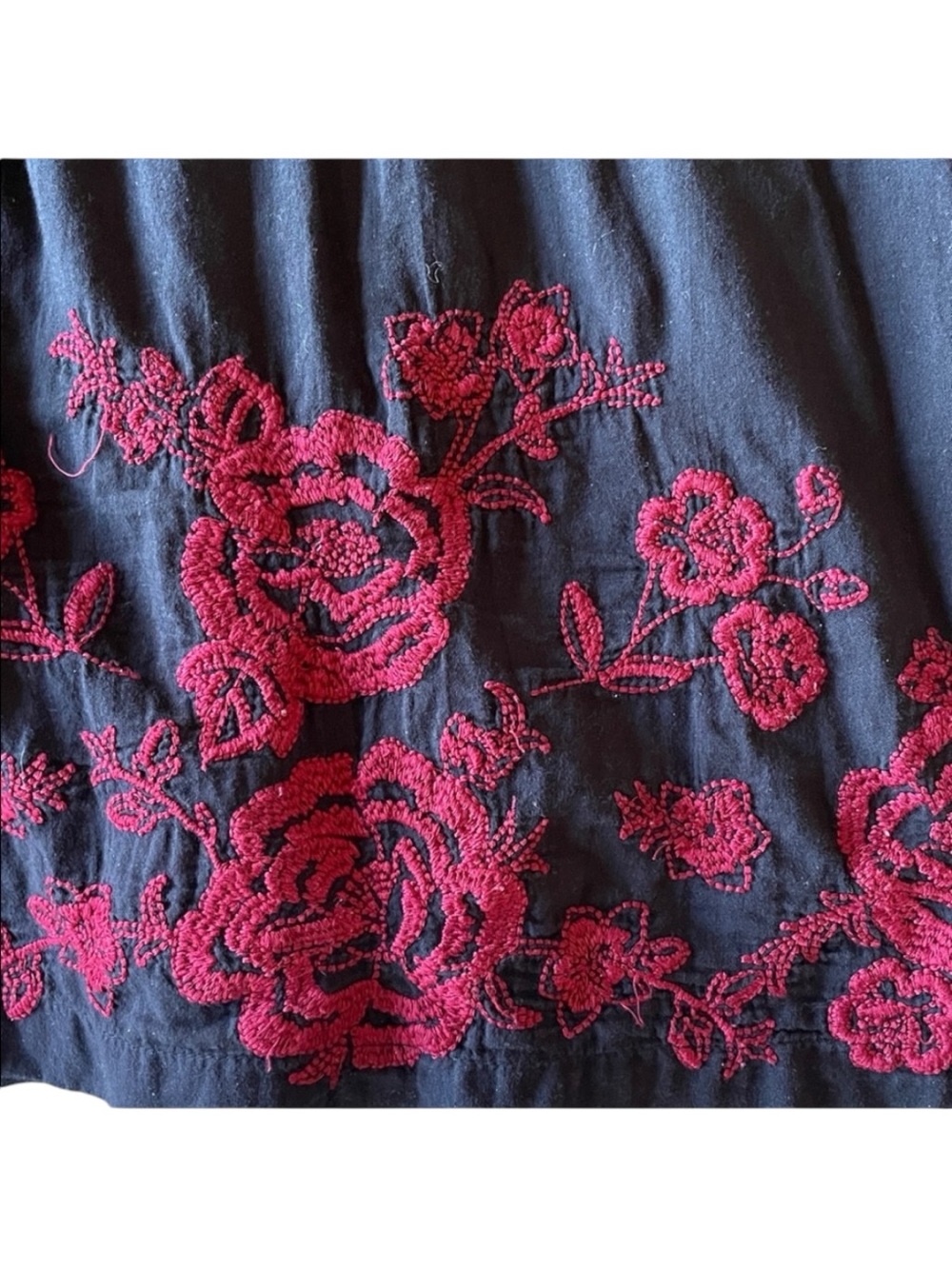 Johnny Was 3J Workshop Embroidered Cotton Peasant Tunic Top Navy Floral Size L - Picture 7 of 10